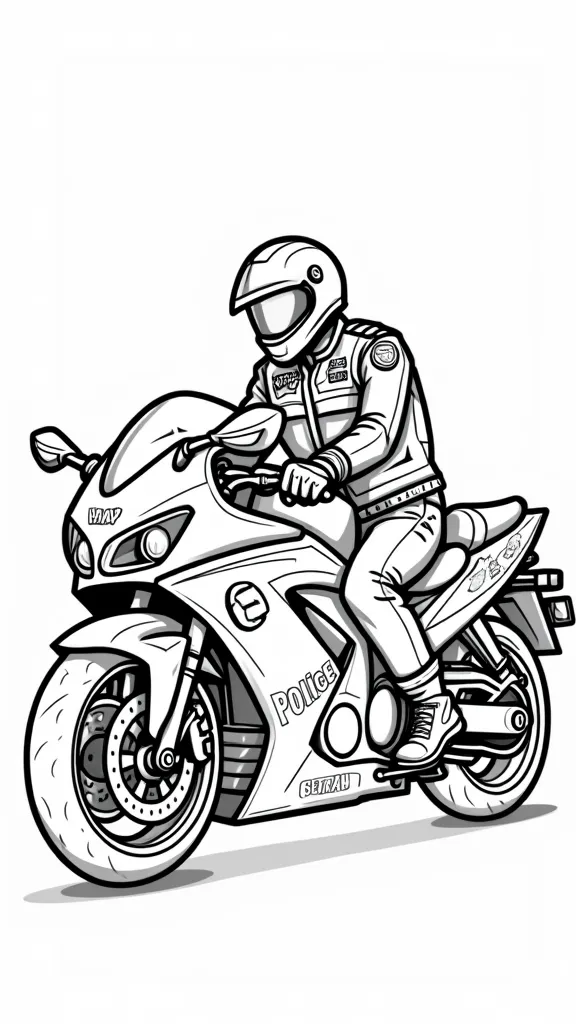 police motorcycle coloring page